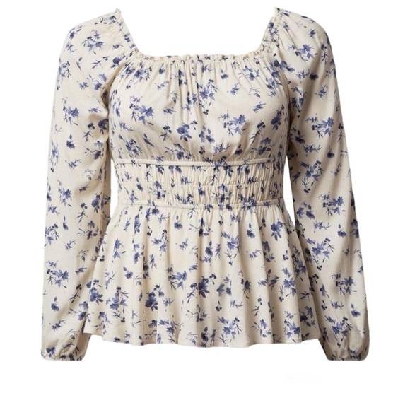 NWT TORRID Rayon Slub Waist Detail Blouson Sleeved Blouse in Floral White 2X - Picture 4 of 11